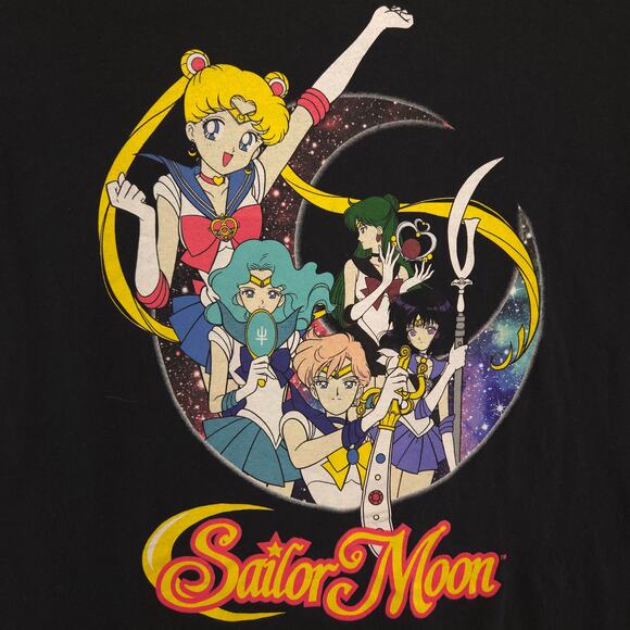 Sailor Moon Anime Graphic Short Sleeve Crew Neck T Shirt Mens Size S Black - Picture 4 of 9